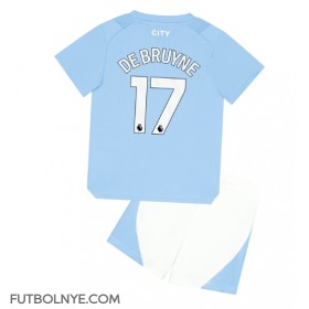 Camiseta Manchester City Kevin De Bruyne #17 Primera Equipación para niños 2023-24 manga corta (+ pantalones cortos)